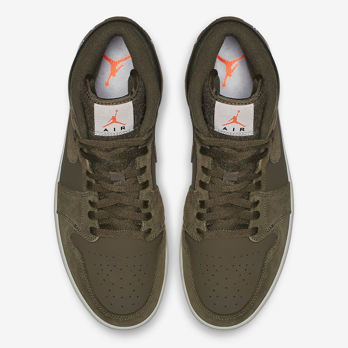 Air Jordan 1 Mid Fleece Tongue Olive Bq6579 300 2