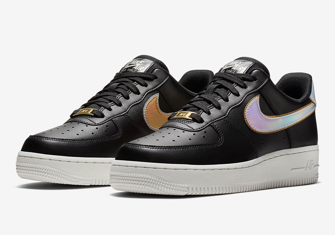 Nike Air Force 1 Low Metallic Swoosh Black Ar0642 002 1