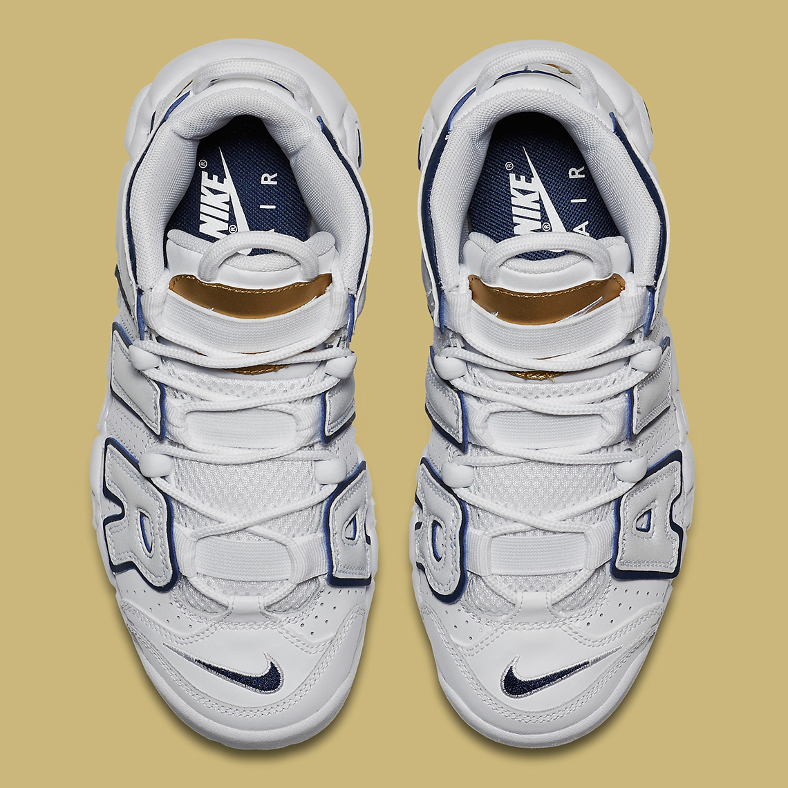 Nike Air More Uptempo Gs White Navy Gold 415082 109 2