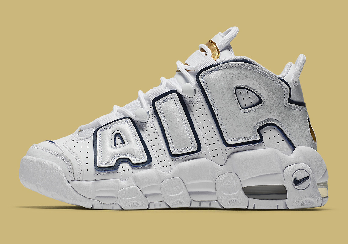 Nike Air More Uptempo Gs White Navy Gold 415082 109 3