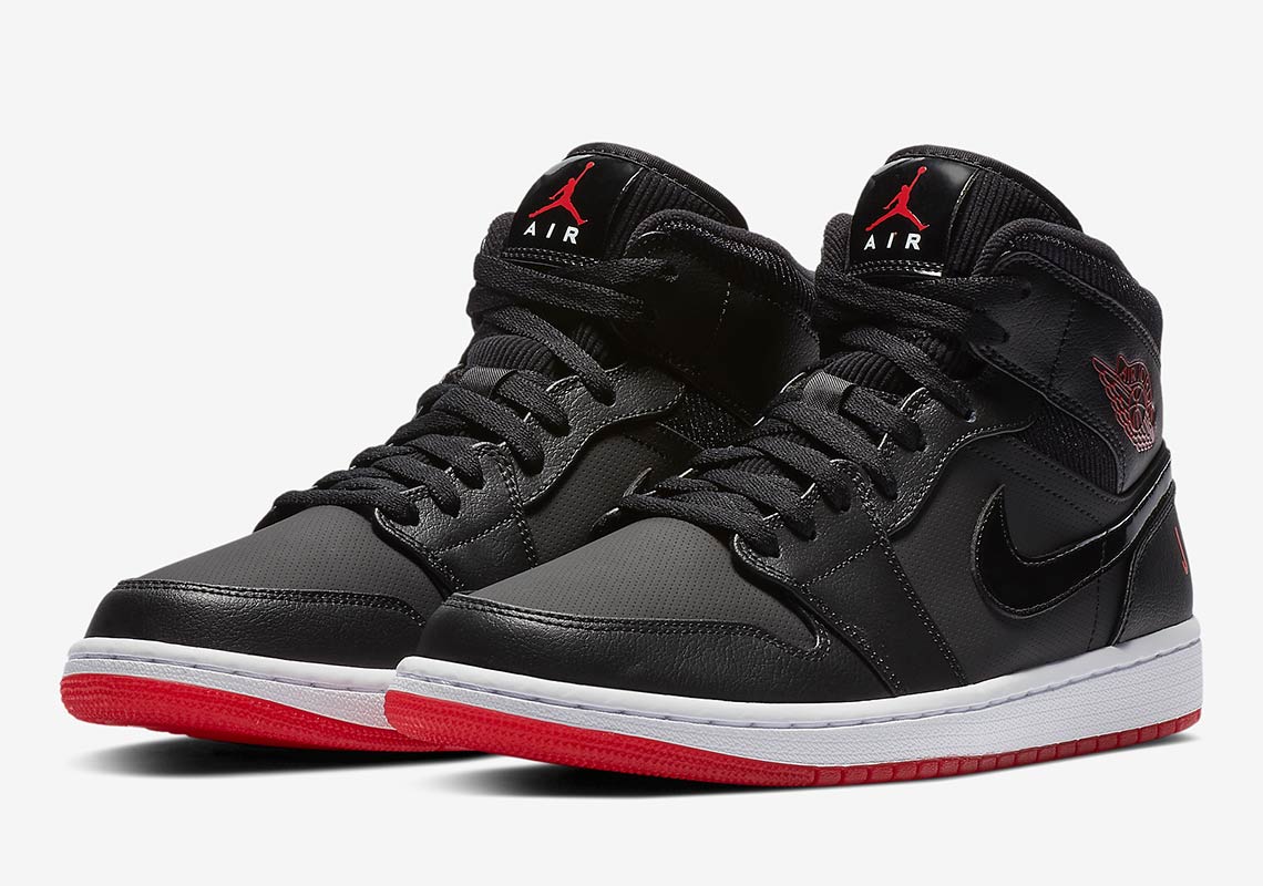 Air Jordan 1 Mid Black Red Bq6578 001 2