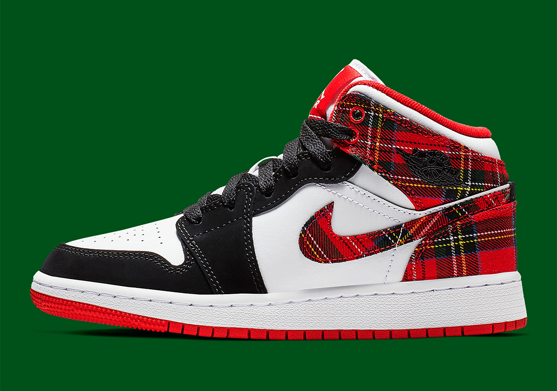 Air Jordan 1 Mid Plaid Gs 554725 607 2