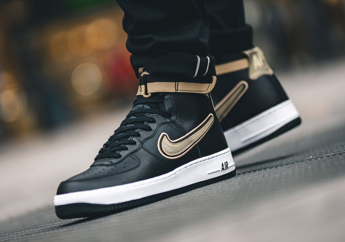 The Nike Air Force 1 High LV8 Arrives In Black And Gold For Raptors' OVO Night