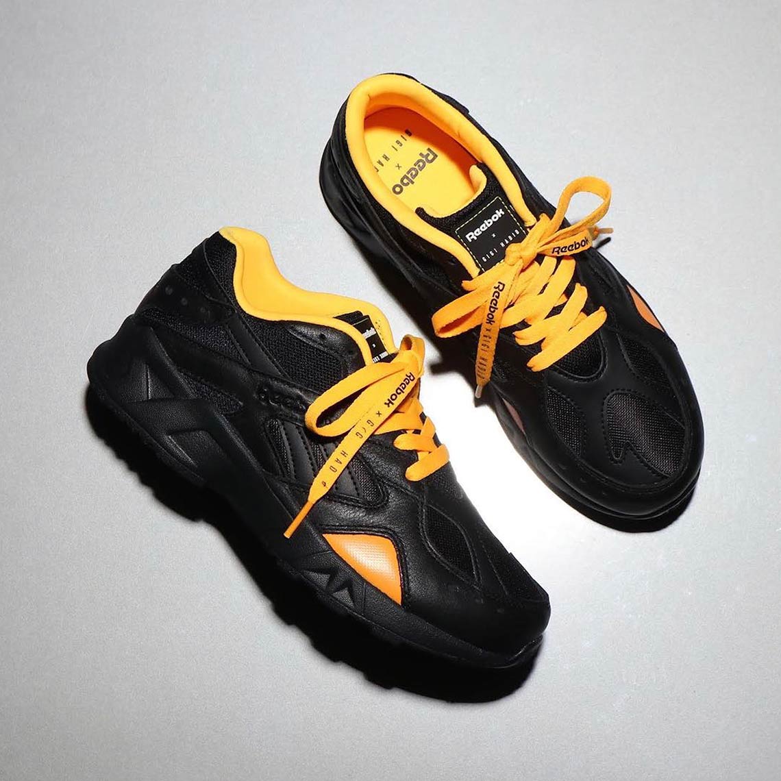 Gigi Hadid Reebok Aztrek Black Orange 1