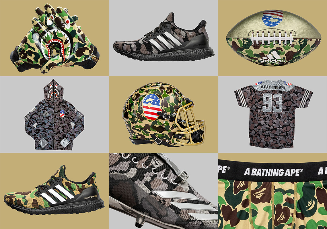 Here's When And Where You Can Buy The BAPE x adidas Superbowl Collection