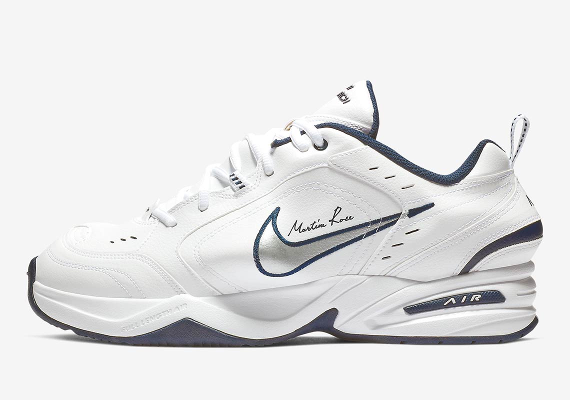 Martine Rose Nike Air Monarch Iv White Navy At3147 100 4