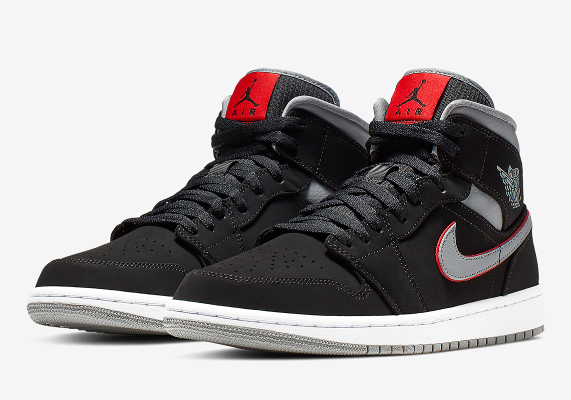 Air Jordan 1 Mid Black Grey Red 554724 060 1