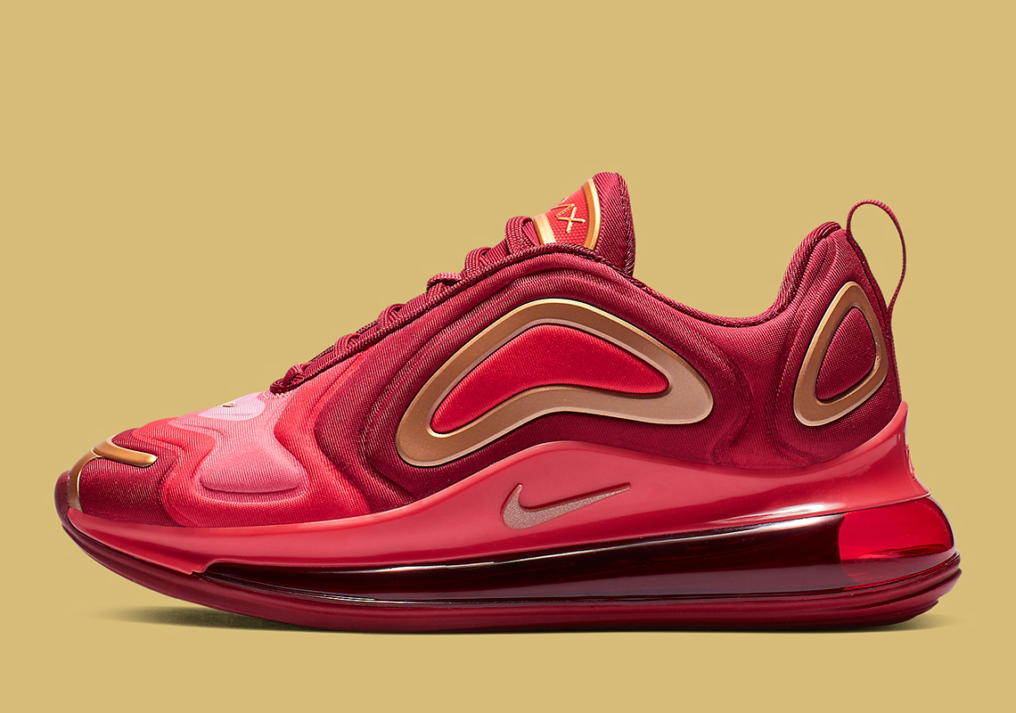 Nike Air Max 720 Kids Crimson Gold Aq3195 600 2