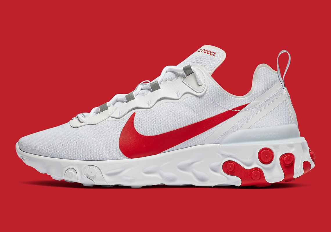 Nike React Element 55 Features Bright Crimson On A White Base