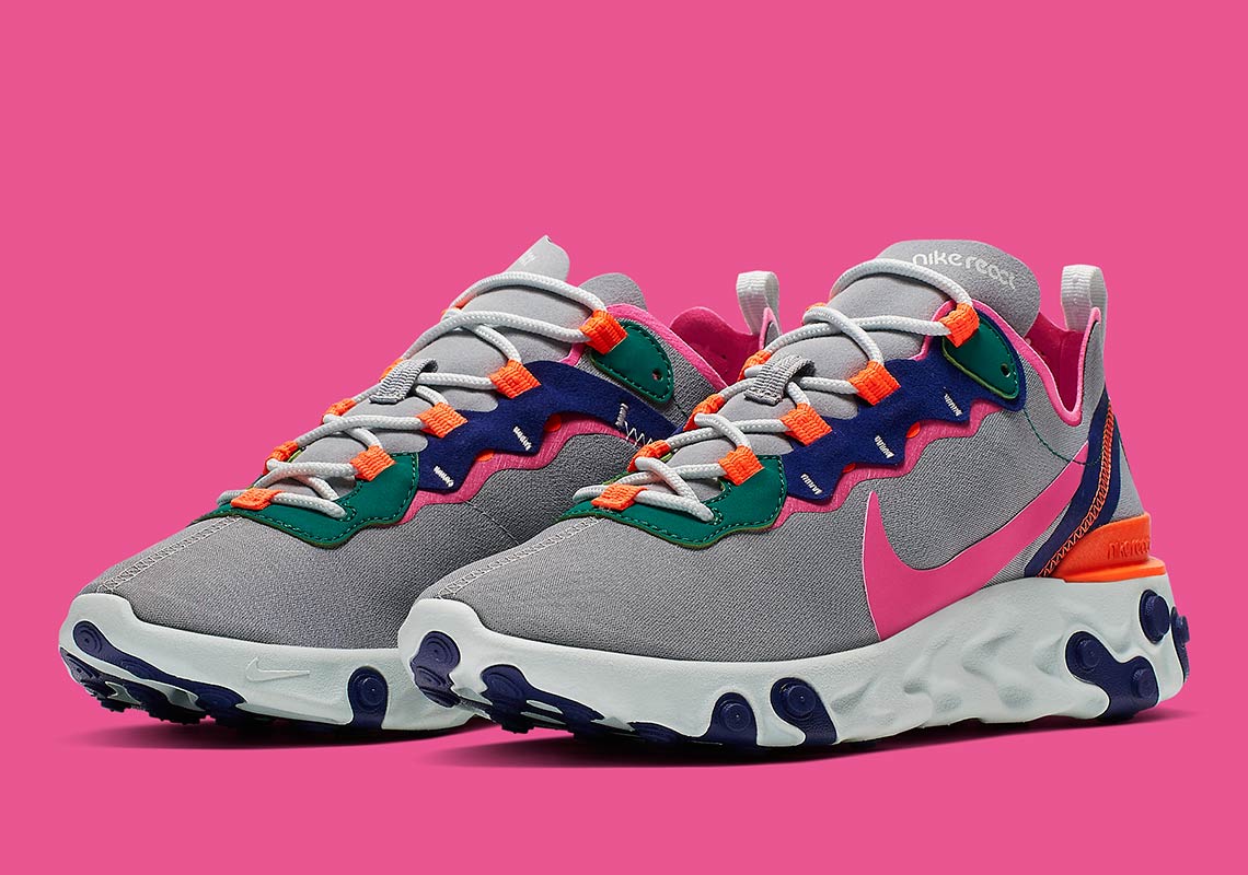 Nike's "Wolf Grey" React Element 55 Features Bright And Bold Accents