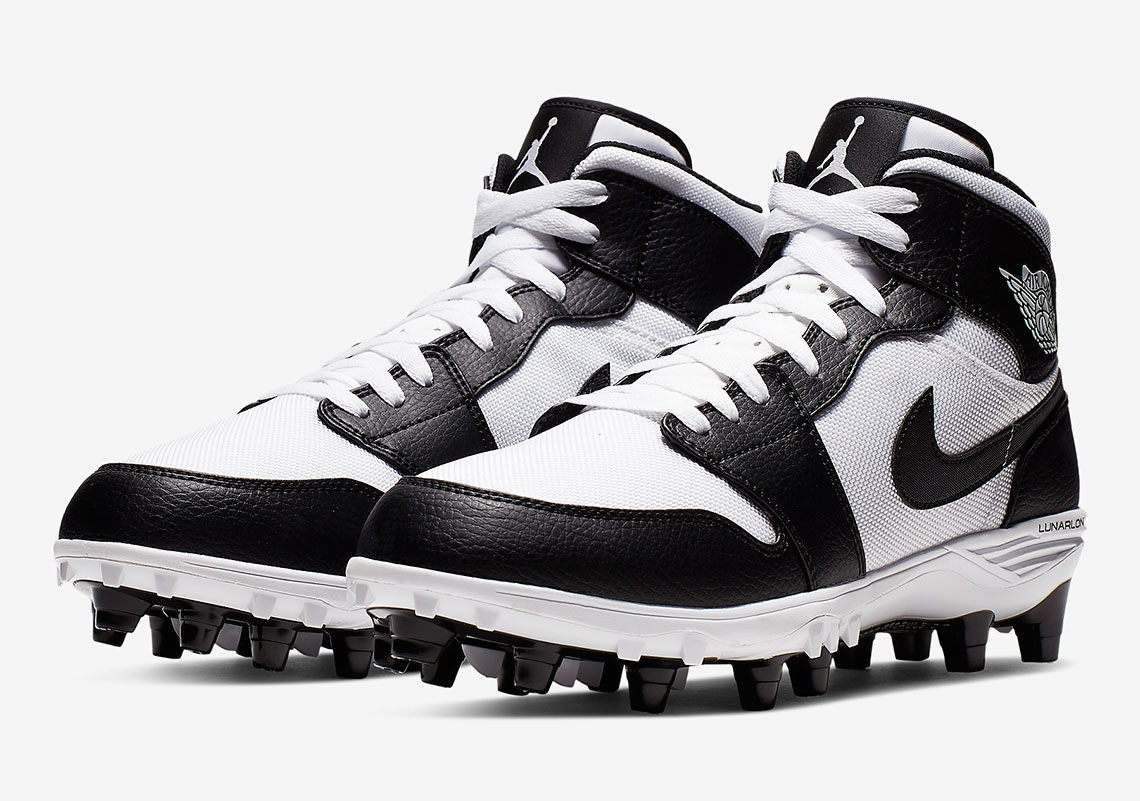 Air Jordan 1 Mid Td Football Cleats White Black 2