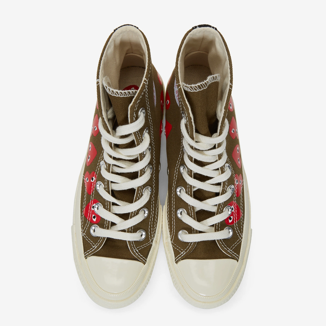 Comme Des Garcons Converse Chuck 70 Khaki Multiple Hearts 5
