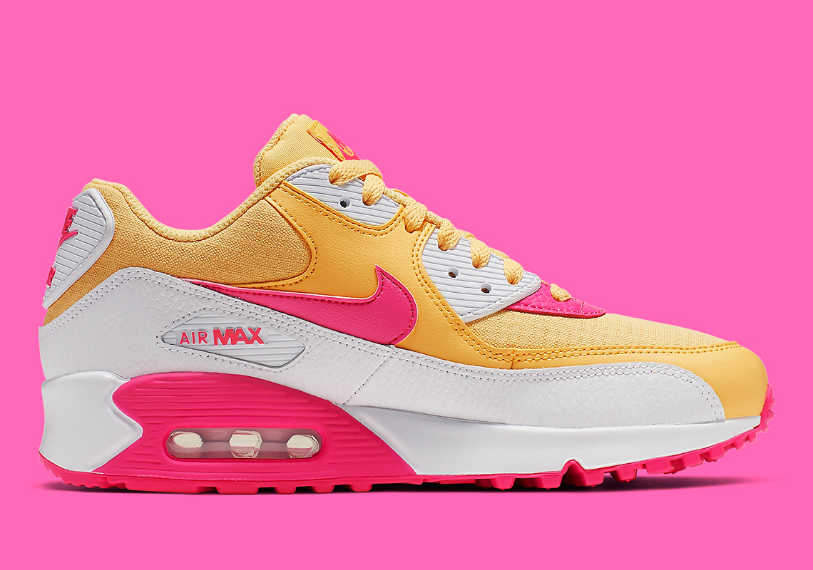 Nike Air Max 90 Womens Yellow Pink White 325213 7024