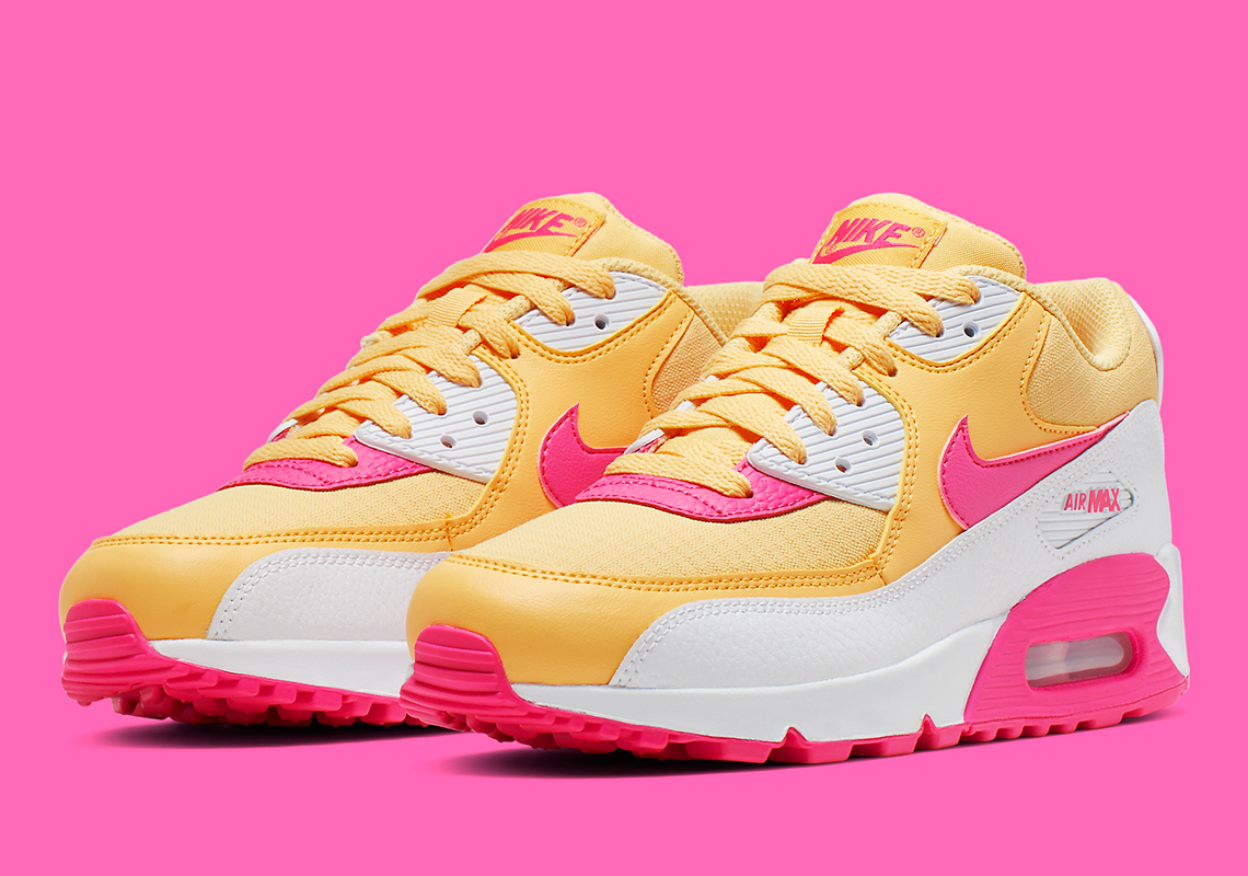 Nike Air Max 90 Womens Yellow Pink White 325213 7025