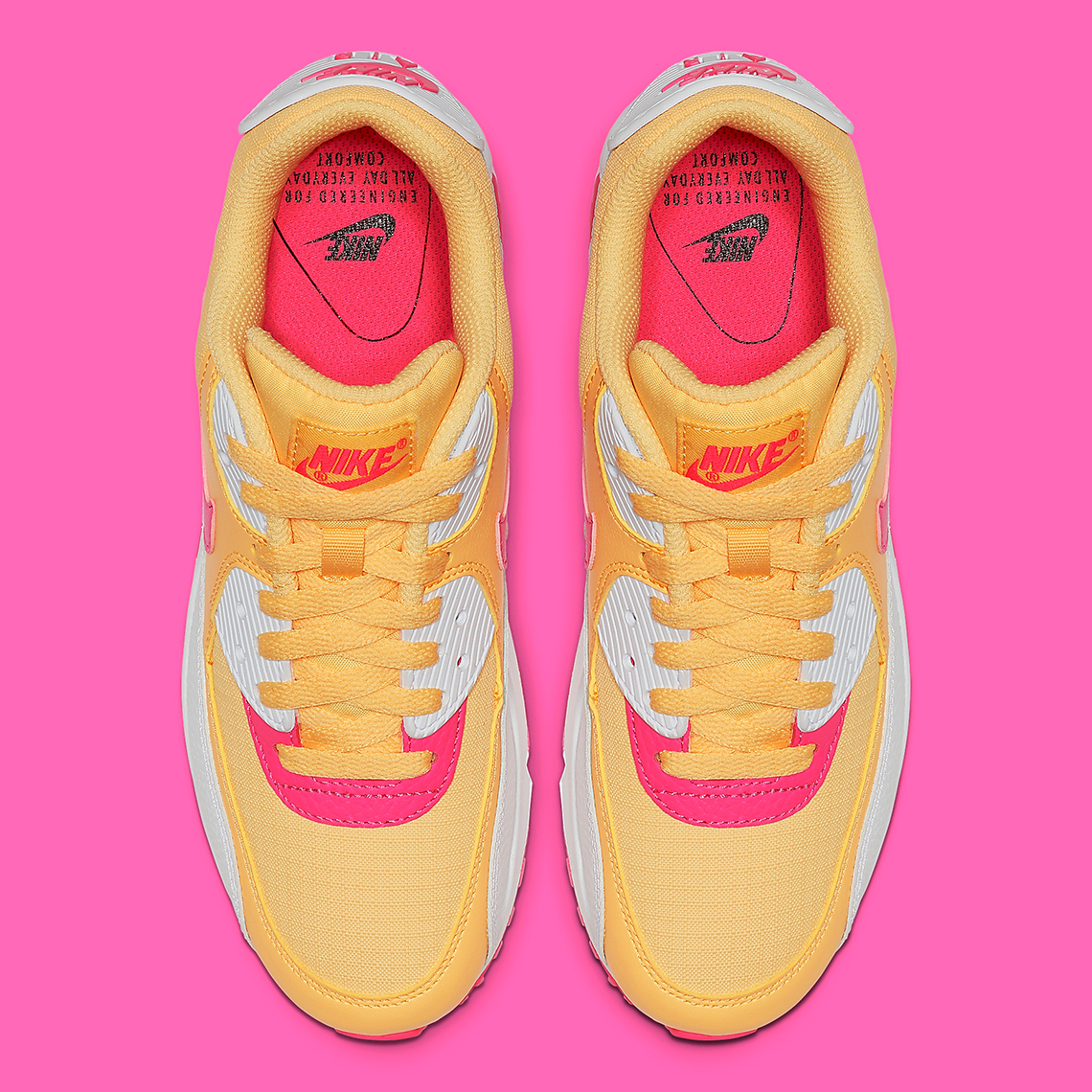 Nike Air Max 90 Womens Yellow Pink White 325213 7026