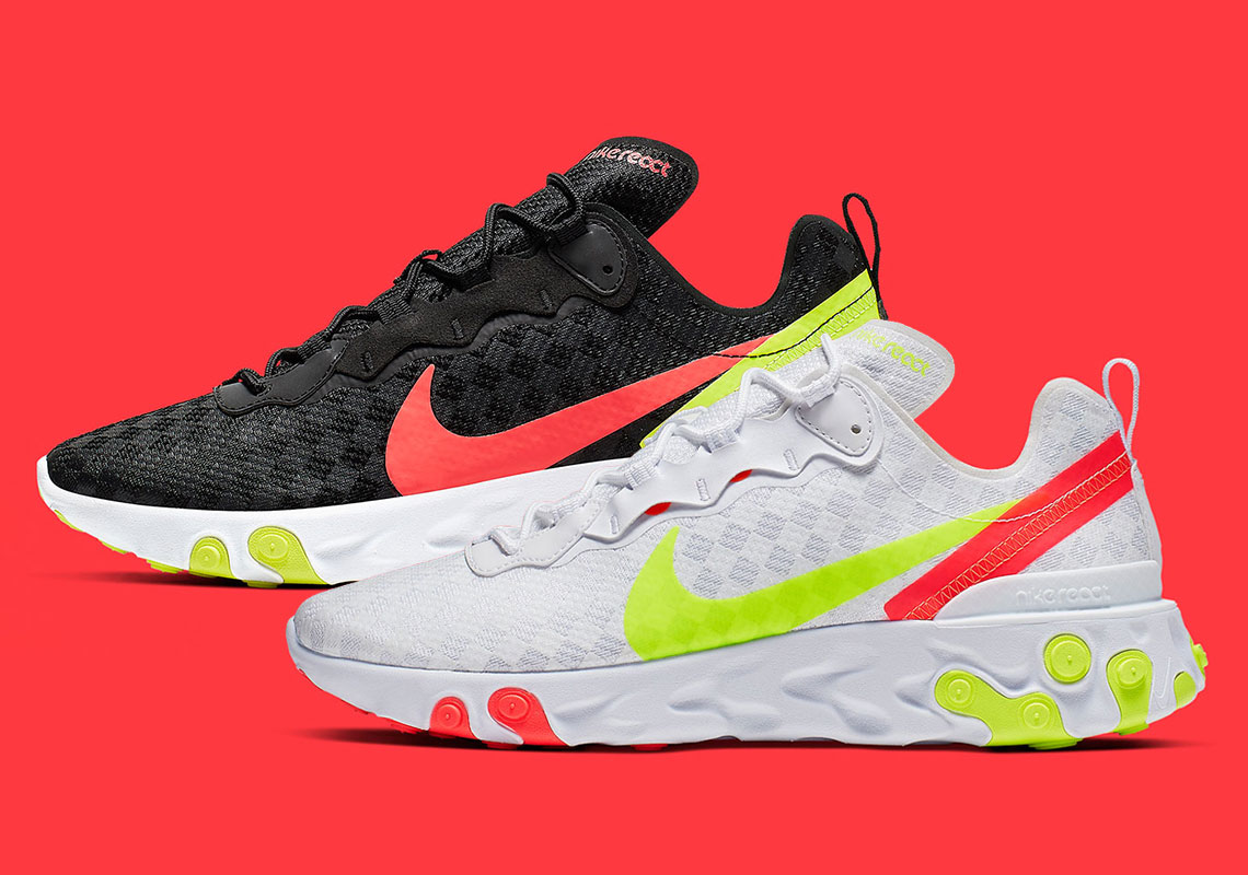 The Nike React Element 55 Adds Volt Accents and Tiled Uppers