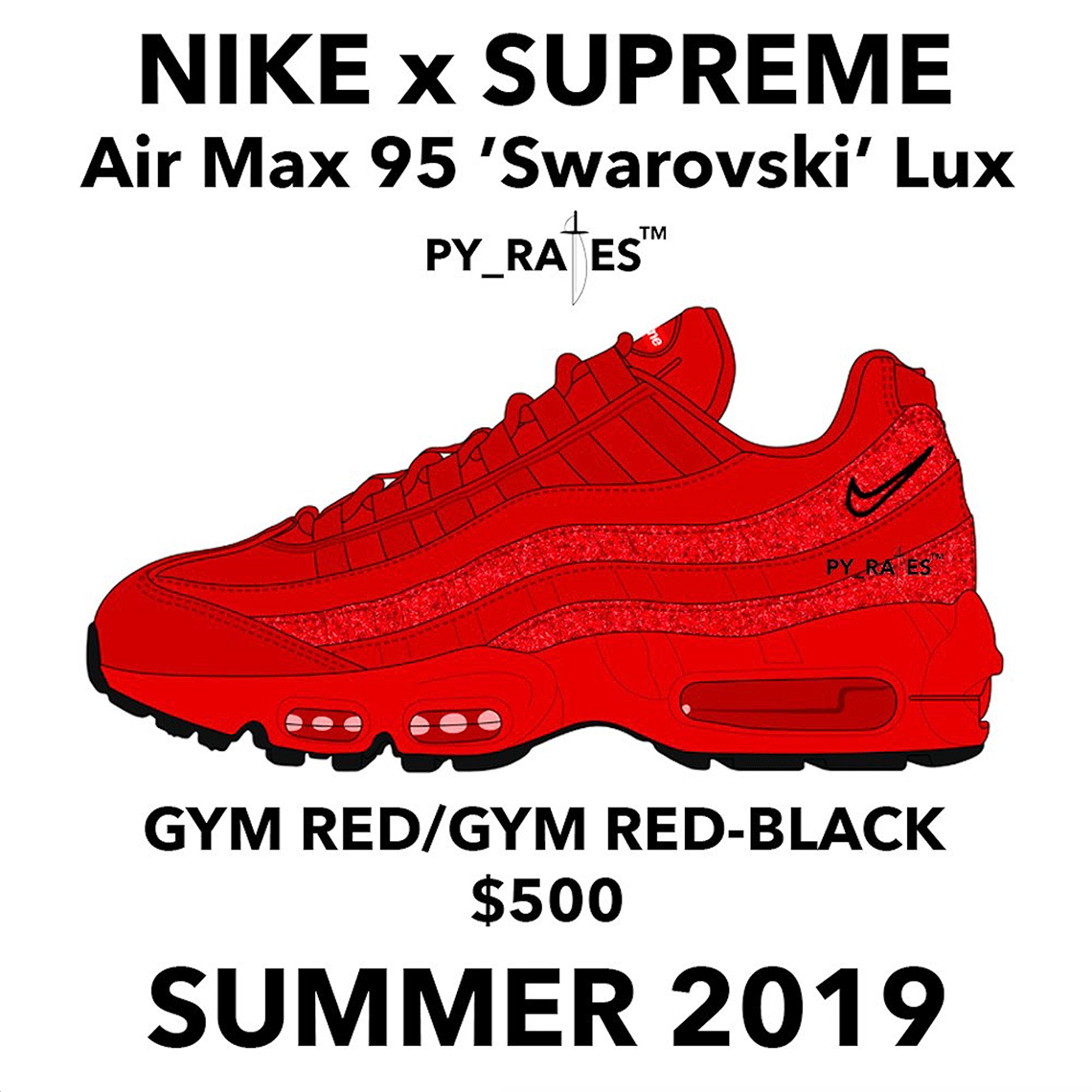 Supreme Nike Air Max 95 Swarovski Red1