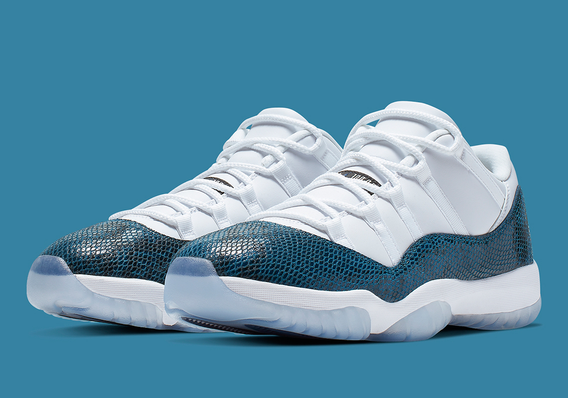 Official Images Of The Air Jordan 11 Low "Snakeskin" In Navy