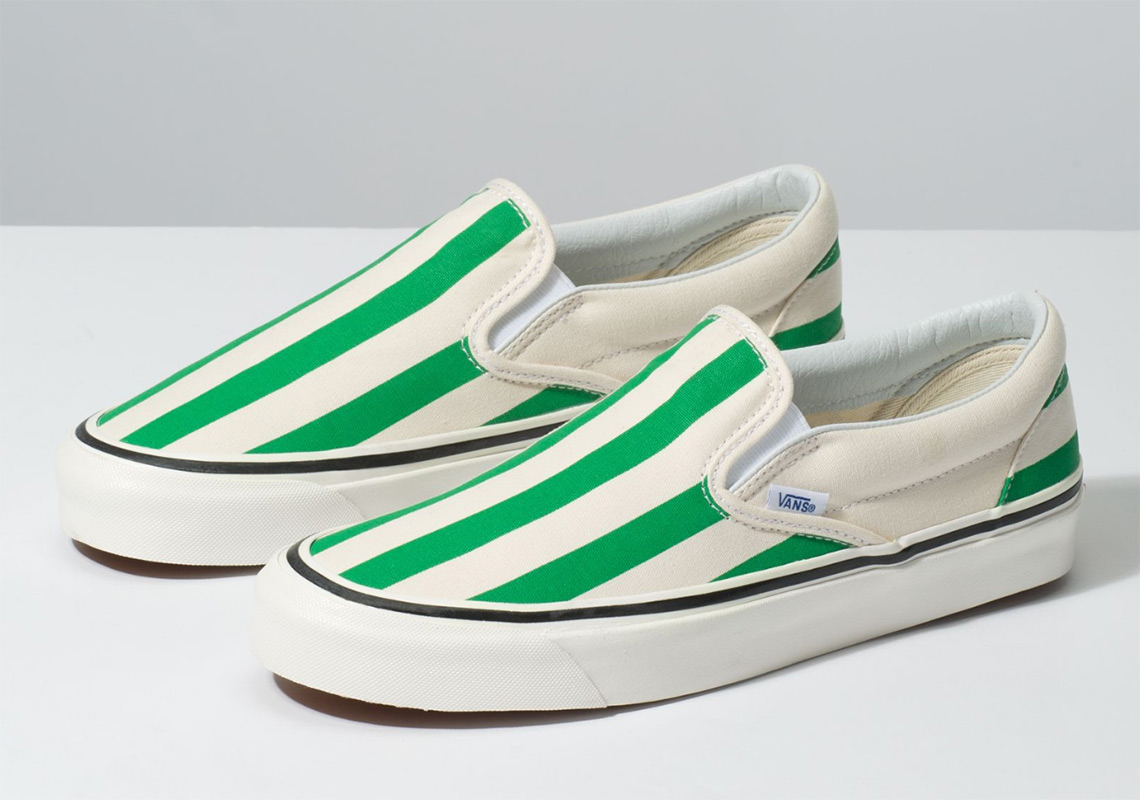 Vans Slip On Bold Green Candy Stripe