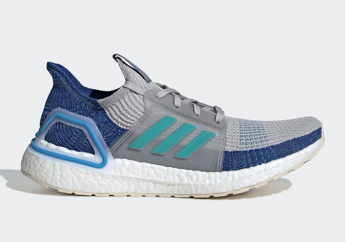 The adidas Ultra Boost 19 Arrives In Grey Two And Shock Cyan