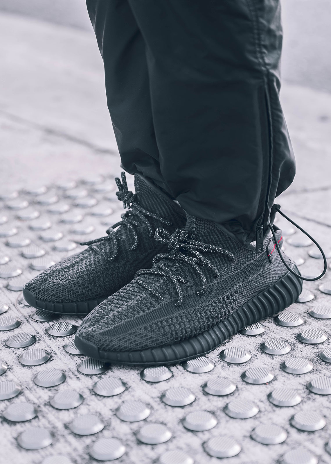 Adidas Yeezy 350 V2 Black On Foot 3