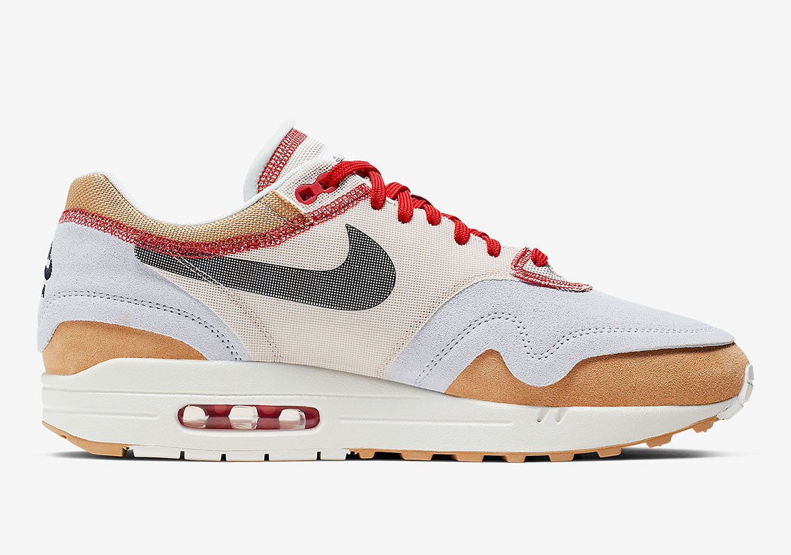 Nike Air Max 1 Inside Out 858876 713 Club Gold Black Pure Platinum Desert Sand Sail University Red 3