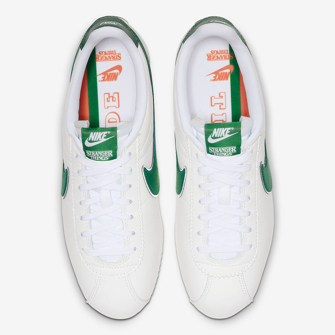 Stranger Things Nike Cortez White Green Orange Hawkins High School Cj6106 100 1