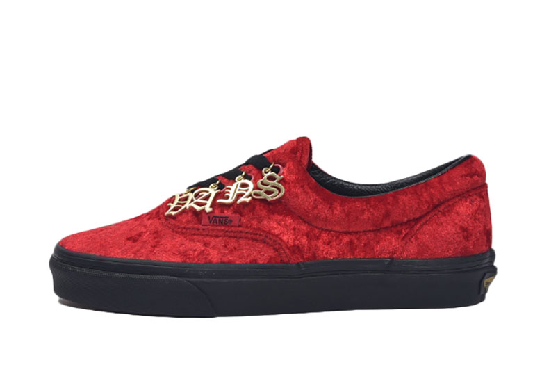 Vans Era Velvet English Pendant Red 2