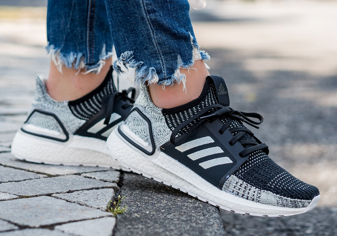 This adidas Ultra Boost 19 For Women Pairs Black With Soft Green Primeknit