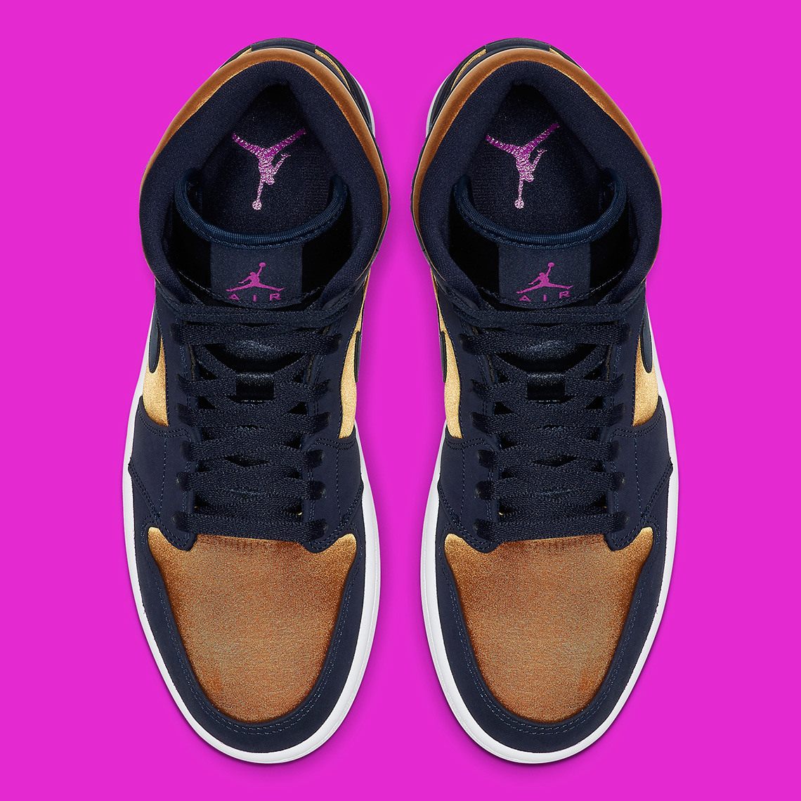 Air Jordan 1 Mid Se Premium Navy Gold 852542 401 4