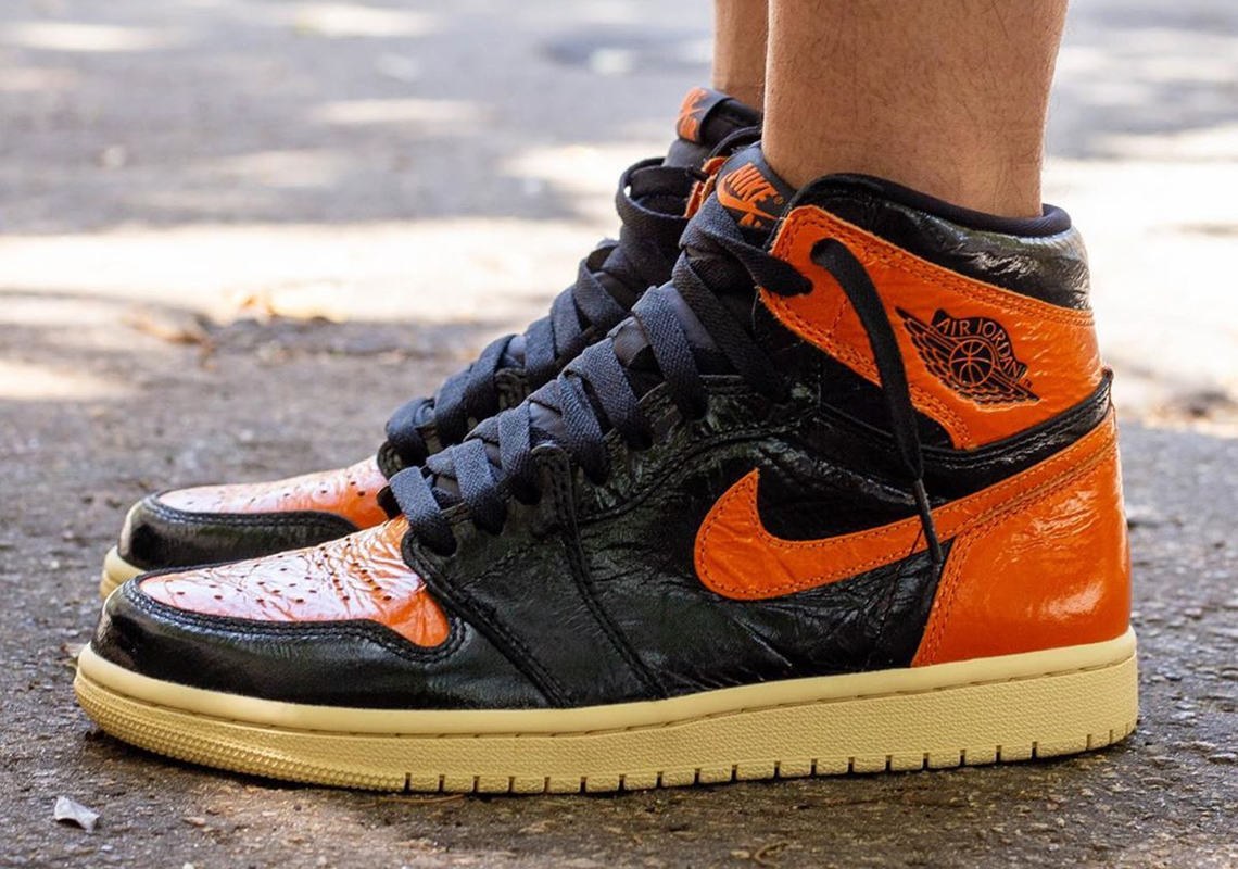 Crinkled Patent Leather Appears On The Upcoming Air Jordan 1 "Shattered Backboard 3.0"