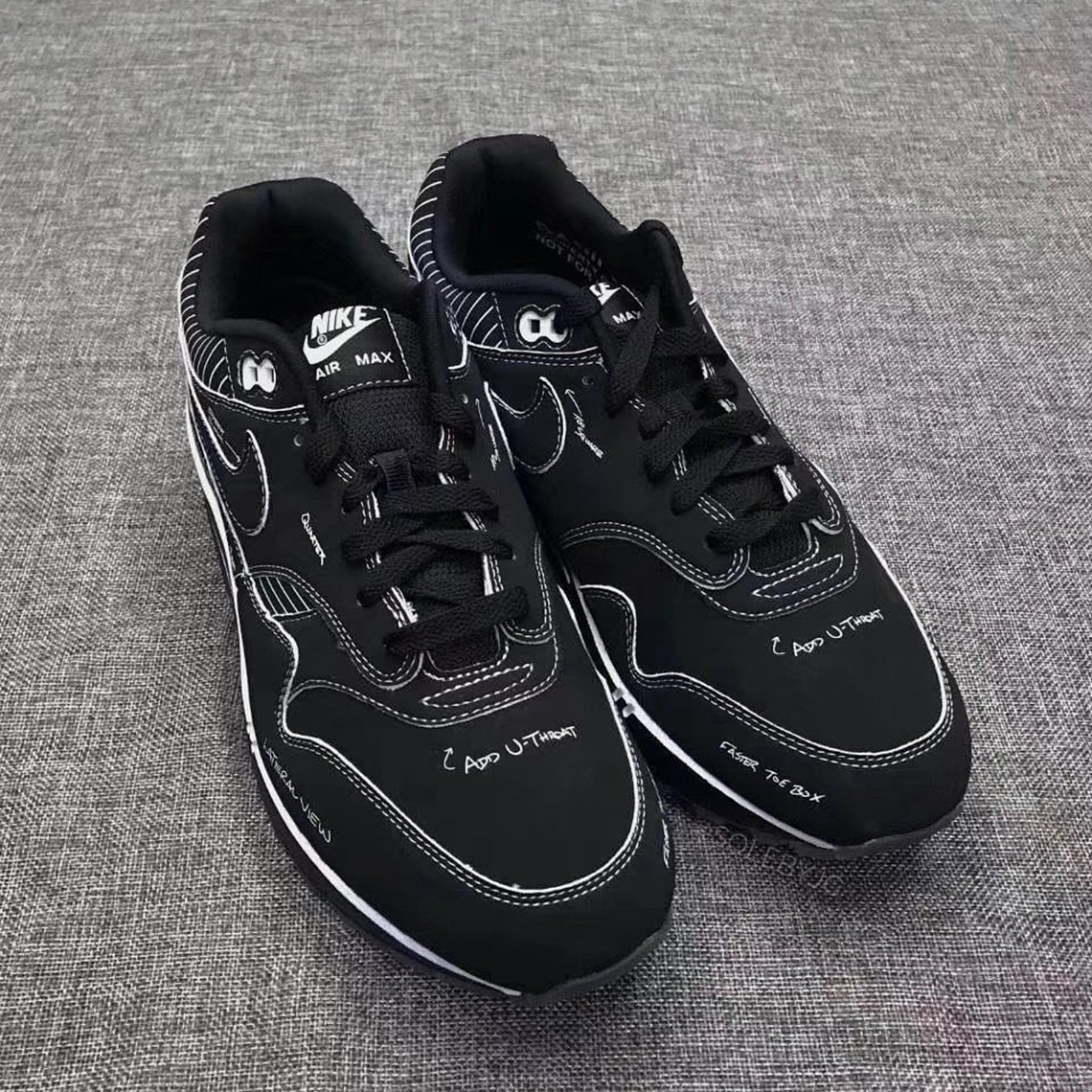 Nike Air Max 1 Schematic Not For Resale Black 1