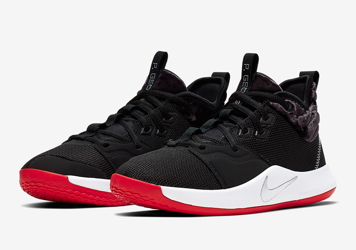 Nike Pg 3 Gs Velour Black Red Aq2462 016 2