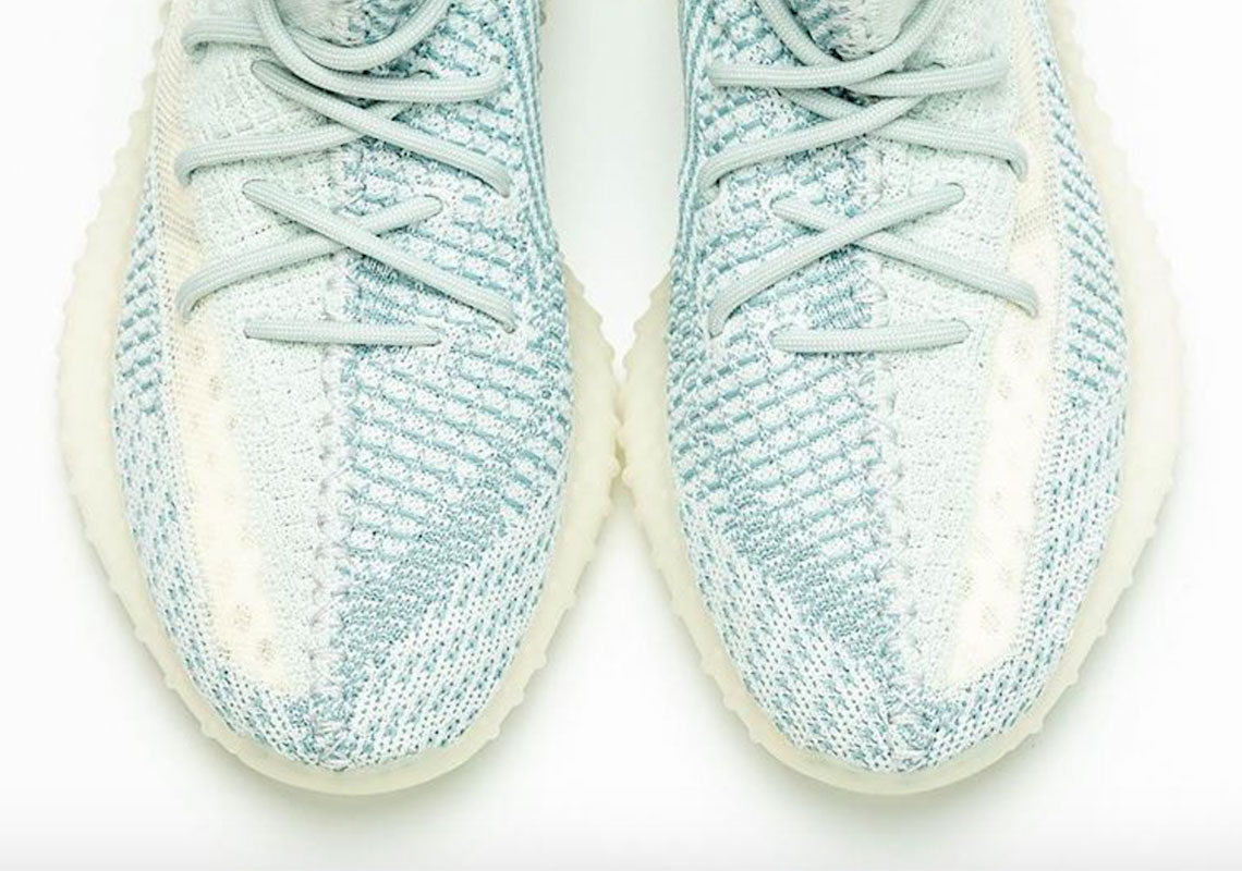 Could This adidas Yeezy 350 With Blue Streaks Be The Upcoming “Cloud White”?