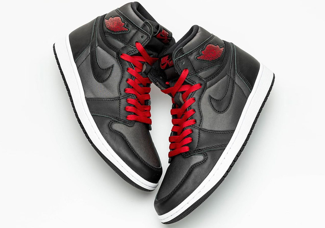 The Air Jordan 1 Brings Satin To A Black And Red Colorway