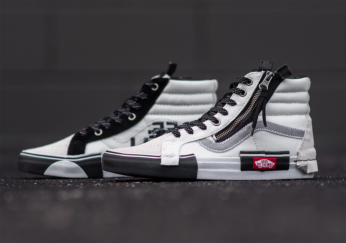 Vans Sk8-Hi Reissue Cap's Deconstructed Look Stands Out In New Marshmallow White Colorway