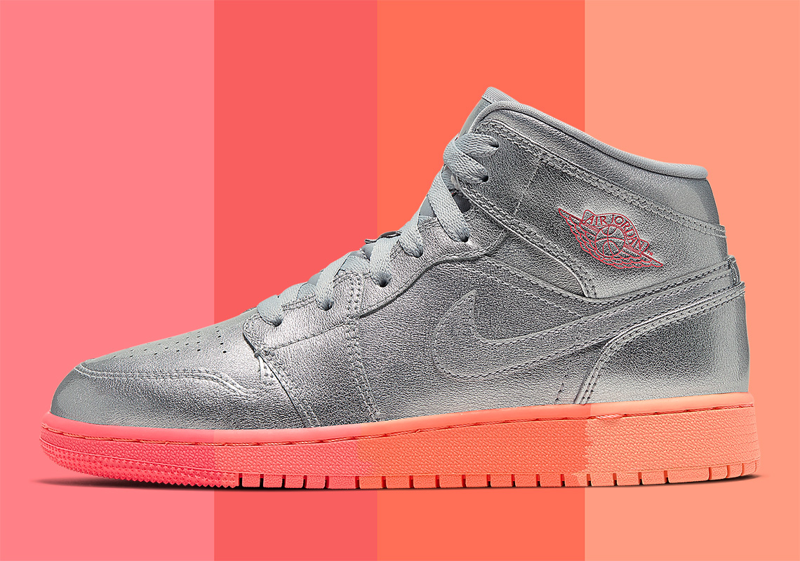 The Air Jordan 1 Mid "Metallic Silver" For Girls Adds A Multi-Colored Outsole