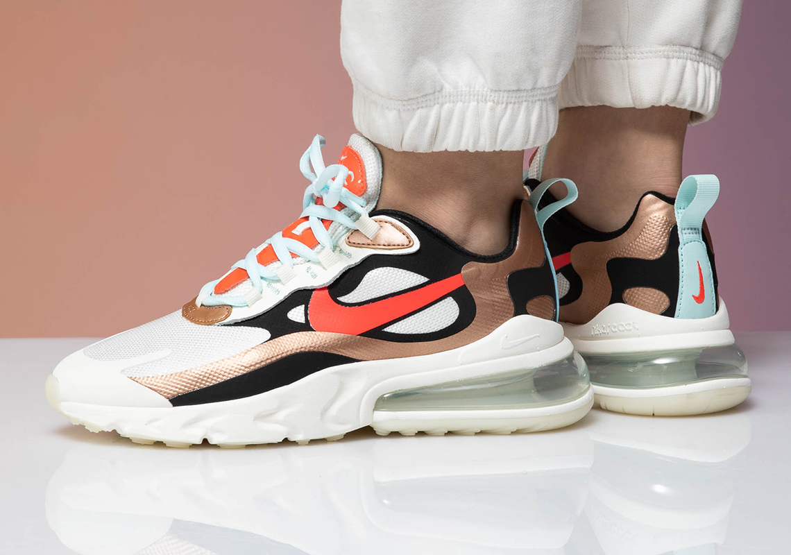 Nike Air Max 270 React For Women Adds Metallic Red Bronze Mudguards