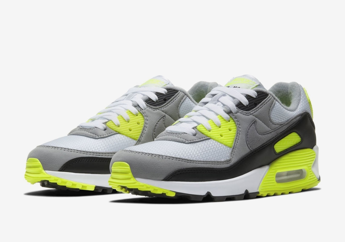 Nike Air Max 90 White Particle Grey Black Volt 4