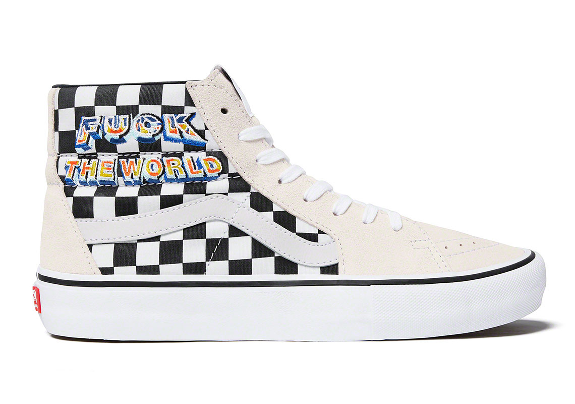 Supreme Vans Sk8 Hi Fuck The World Fw 2019 White Checker 1