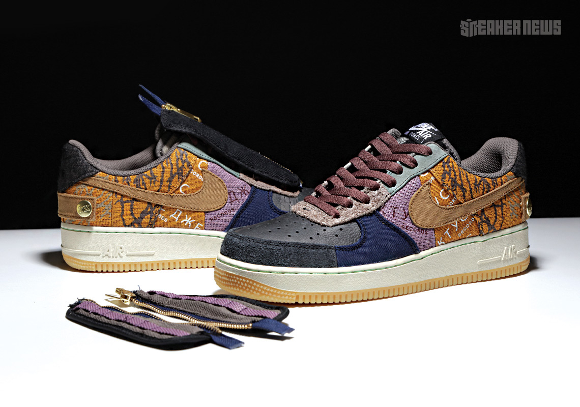 Here's What The Travis Scott Air Force 1 Low Looks Like With And Without The Shroud