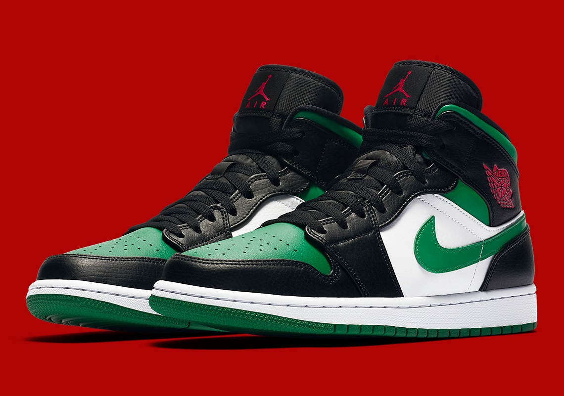 The Air Jordan 1 Mid "Green Toe" Provides A Festive Look For The Upcoming Holiday