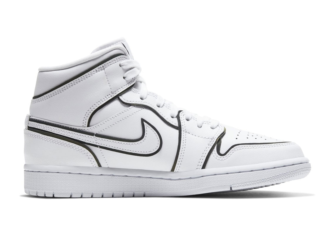 Air Jordan 1 Mid Se White Black Reflective Womens 7