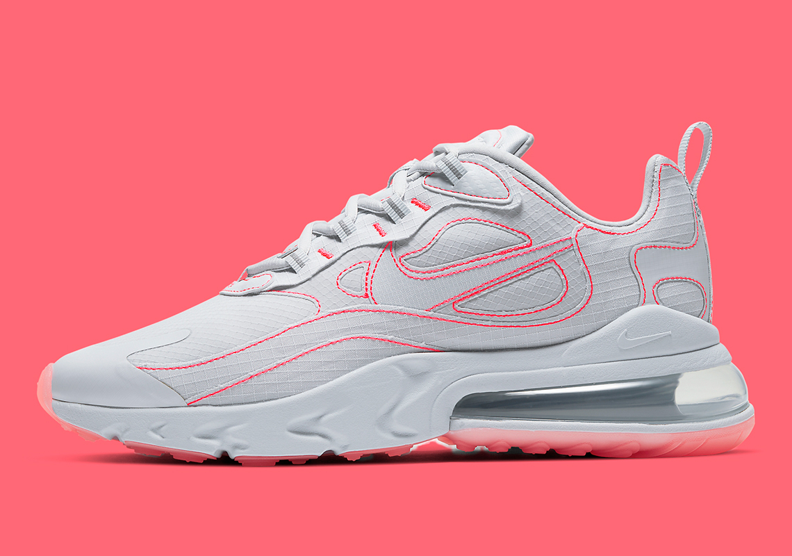 Nike Air Max 270 React SP Adds Grey Nylon With Crimson Contrast Stitching