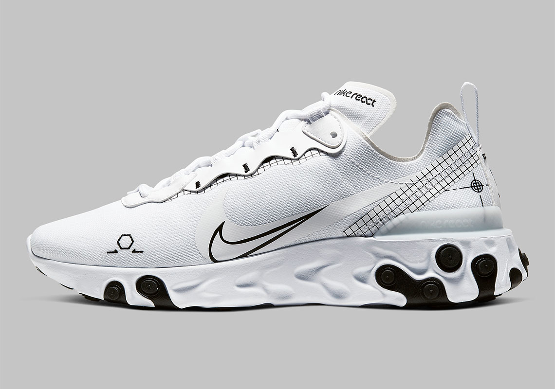 Nike React Element 55 Schematic White Black Cu3009 100 3