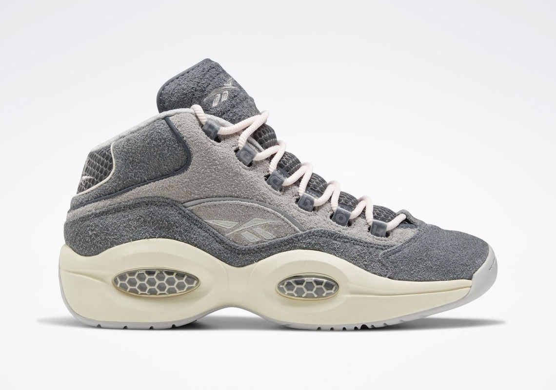 The Reebok Question Mid Returns In A Buttery Grey Suede