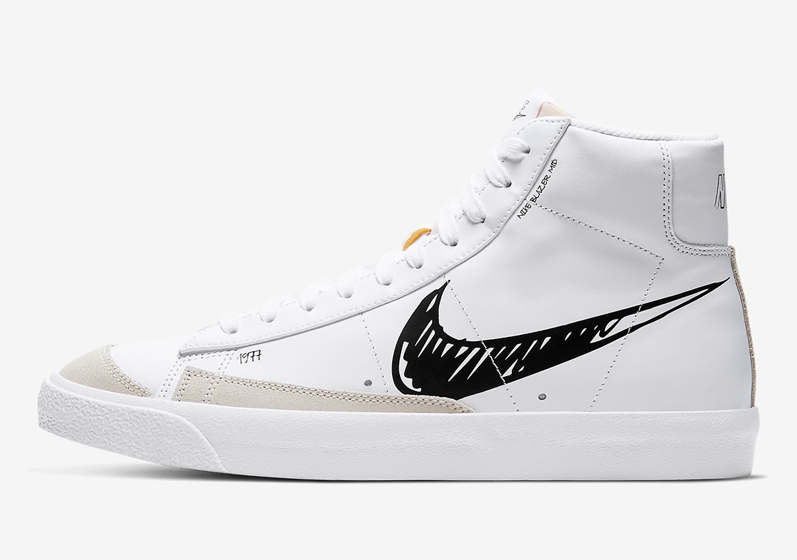 Nike Blazer Mid White Black Scribble Cw7580 101 4