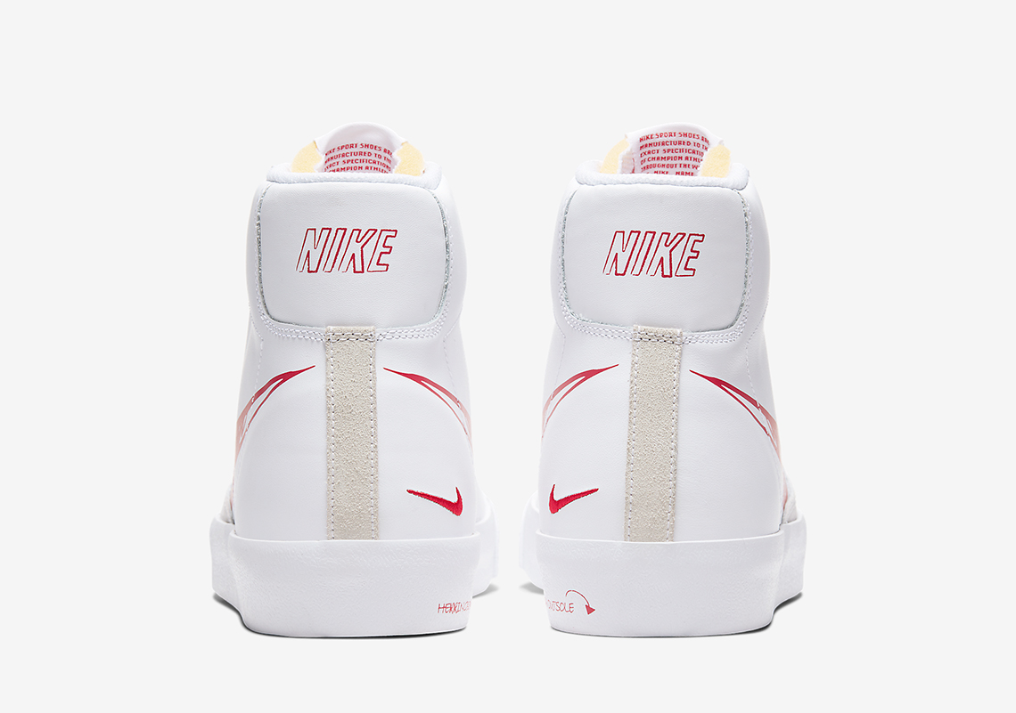 Nike Blazer Mid White Red Scribble Cw7580 100 1