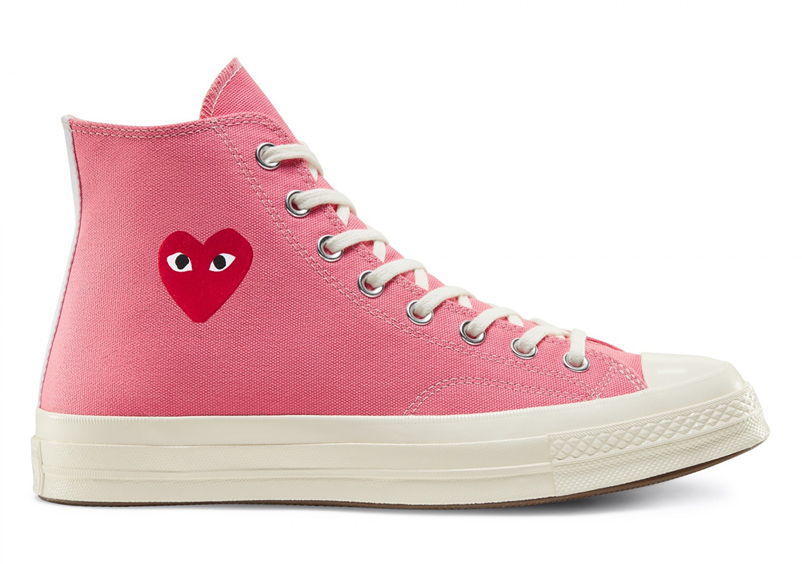 Cdg Play Converse Chuck 70 High Pink 1