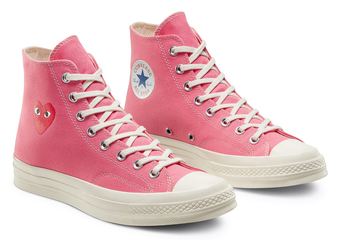 Cdg Play Converse Chuck 70 High Pink 2